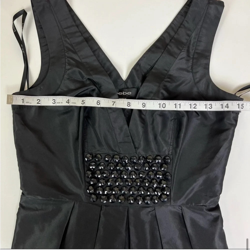 Bebe silk beaded bubble hem mini dress in black - size XS - Picture 14 of 15